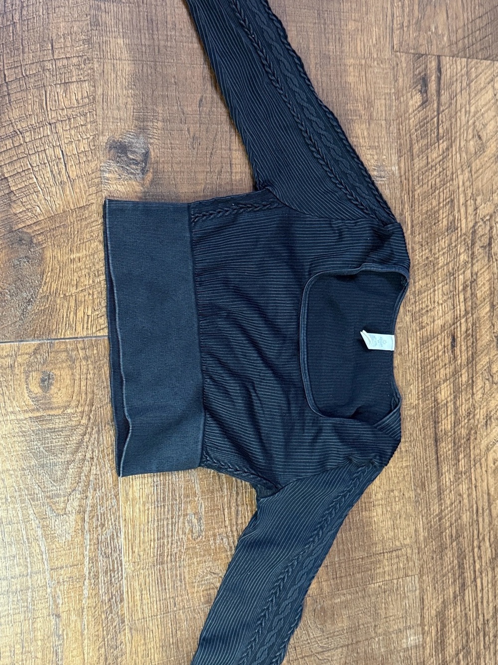 OFFLINE by Aerie Ribbed Long Sleeve Crop Top Black Women’s Small